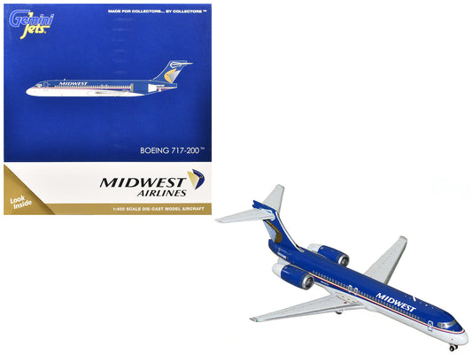 Boeing 717-200 Commercial Aircraft "Midwest Airlines" (N920ME) Blue and White 1/400 Diecast Model Airplane by GeminiJets-DiecastModeler.com