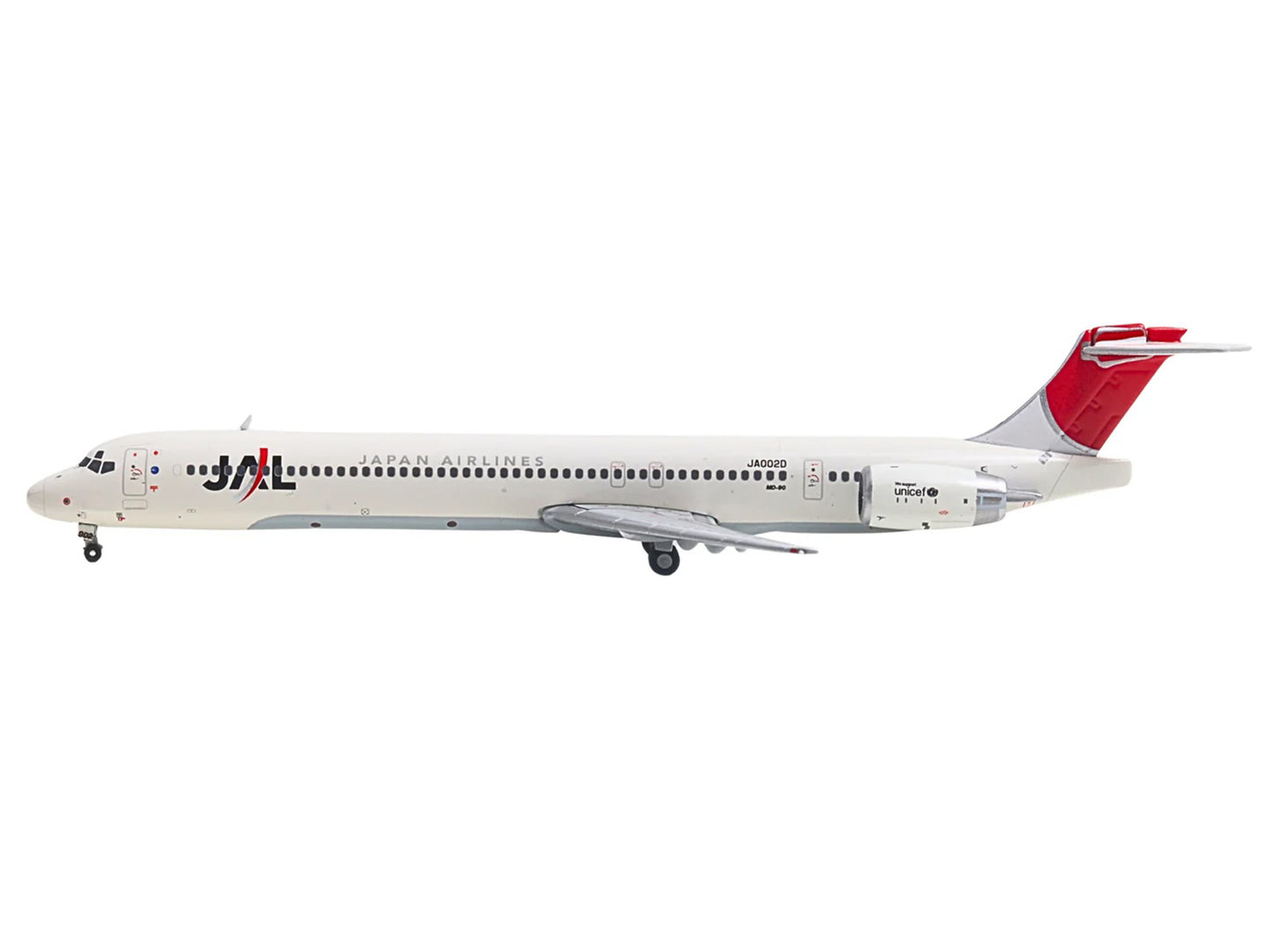 McDonnell Douglas MD-90 Commercial Aircraft "Japan Airines" (JA002D) White with Red Tail 1/400 Diecast Model Airplane by GeminiJets