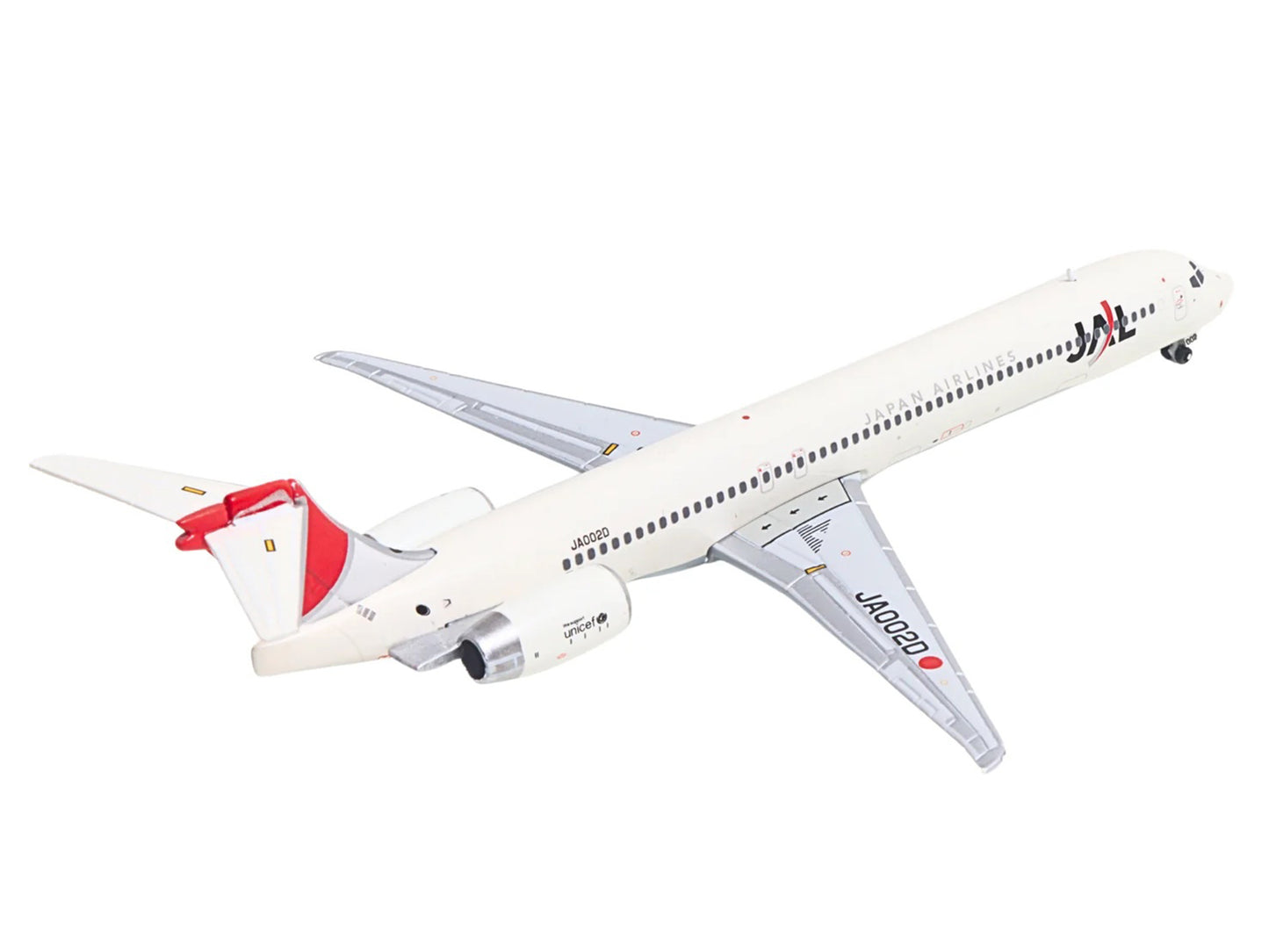 McDonnell Douglas MD-90 Commercial Aircraft "Japan Airines" (JA002D) White with Red Tail 1/400 Diecast Model Airplane by GeminiJets