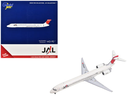 McDonnell Douglas MD-90 Commercial Aircraft "Japan Airines" (JA002D) White with Red Tail 1/400 Diecast Model Airplane by GeminiJets-DiecastModeler.com