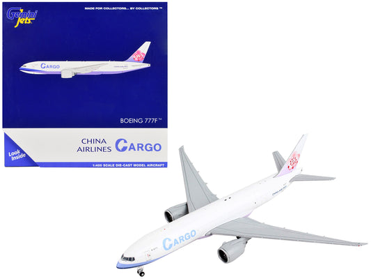 Boeing 777F Commercial Aircraft "China Airlines Cargo" White with Purple Stripes and Tail 1/400 Diecast Model Airplane by GeminiJets-DiecastModeler.com