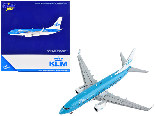 Boeing 737-700 Commercial Aircraft "KLM Royal Dutch Airlines" Blue and White 1/400 Diecast Model Airplane by GeminiJets-DiecastModeler.com