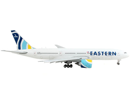 Boeing 777-200ER Commercial Aircraft with Flaps Down "Eastern Air Lines" White with Striped Tail 1/400 Diecast Model Airplane by GeminiJets-DiecastModeler.com