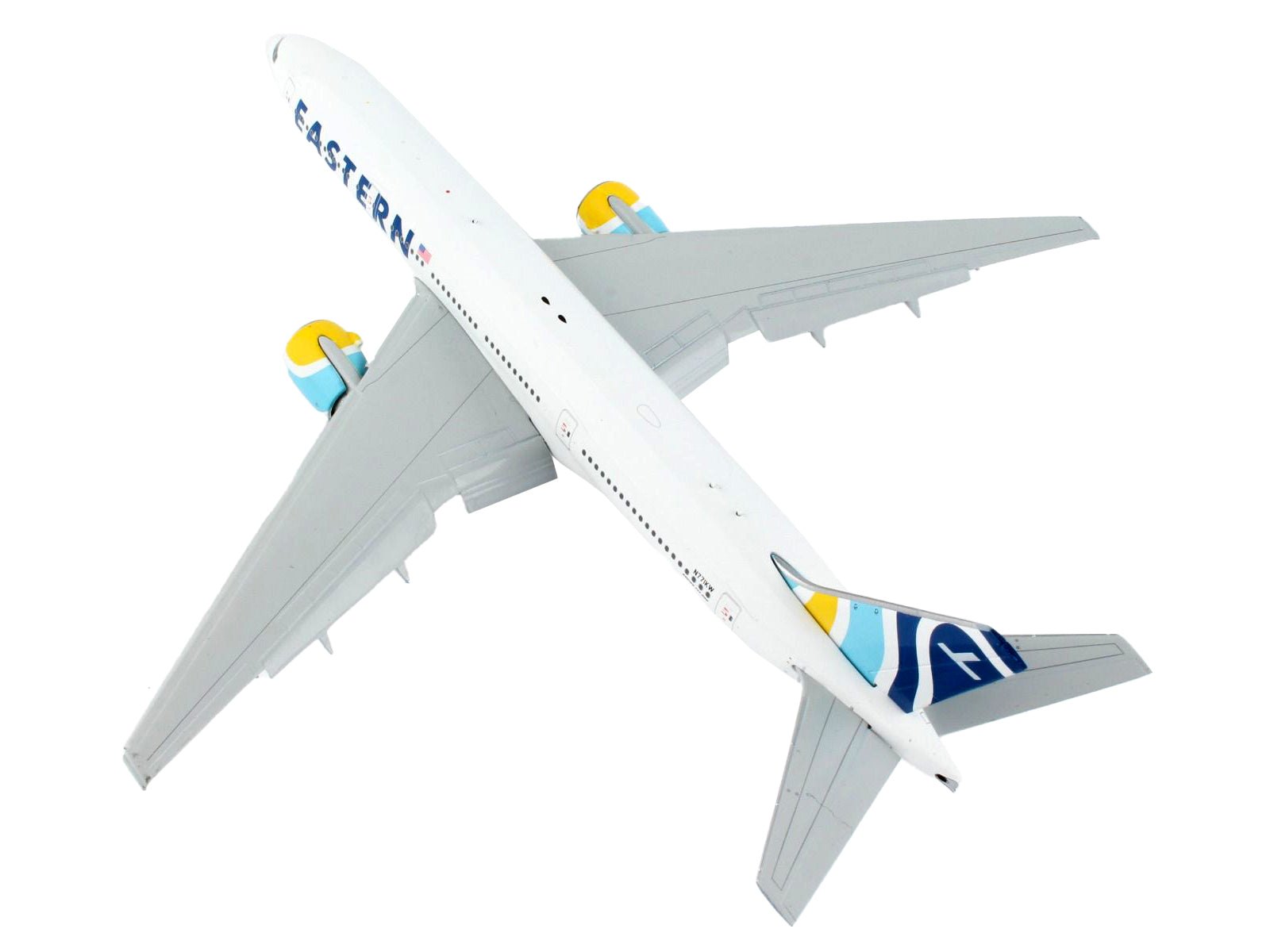 Boeing 777-200ER Commercial Aircraft with Flaps Down "Eastern Air Lines" White with Striped Tail 1/400 Diecast Model Airplane by GeminiJets-DiecastModeler.com