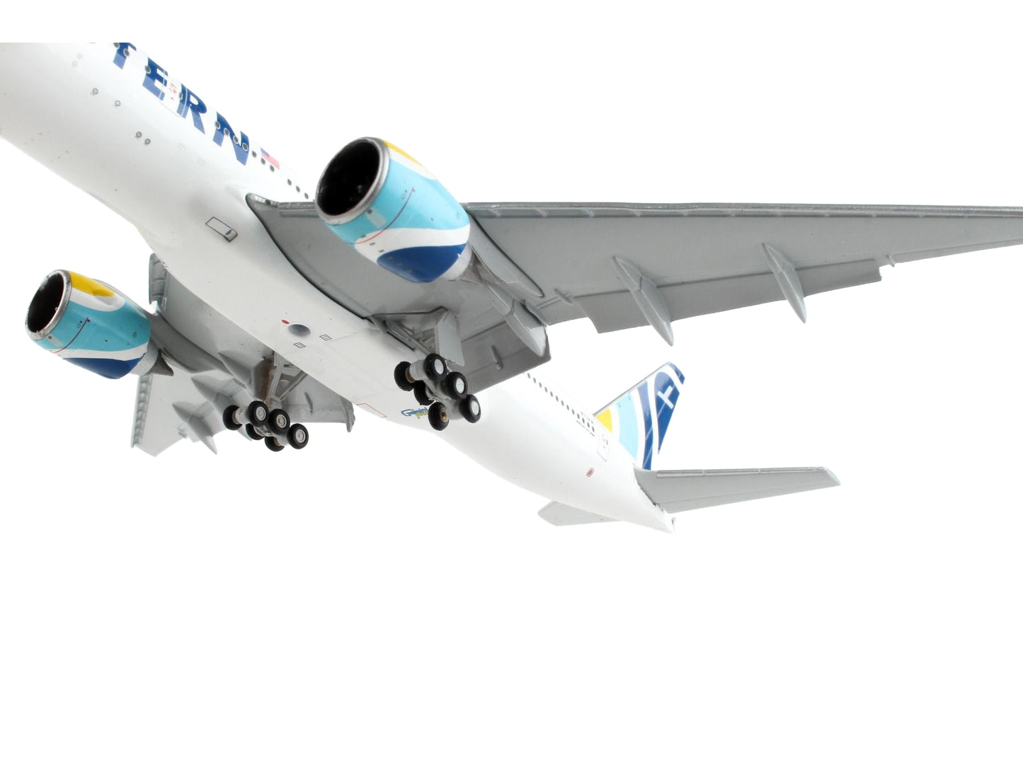 Boeing 777-200ER Commercial Aircraft with Flaps Down "Eastern Air Lines" White with Striped Tail 1/400 Diecast Model Airplane by GeminiJets-DiecastModeler.com