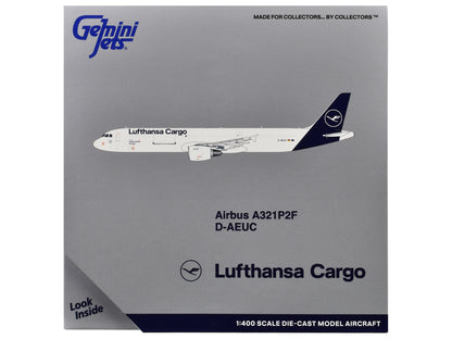 Airbus A321P2F Commercial Aircraft "Lufthansa Cargo" (D-AEUC) White with Blue Tail 1/400 Diecast Model Airplane by GeminiJets-DiecastModeler.com