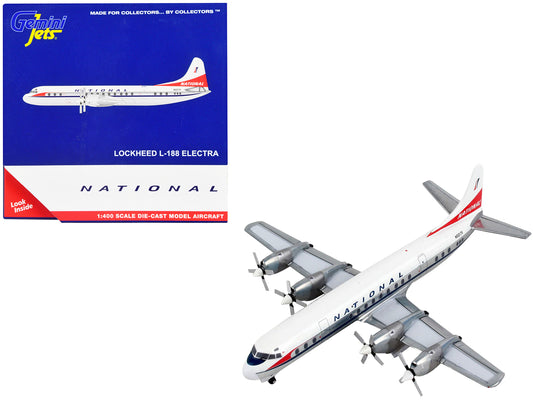 Lockheed L-188 Electra Commercial Aircraft "National Airlines" White with Red Tail 1/400 Diecast Model Airplane by GeminiJets-DiecastModeler.com