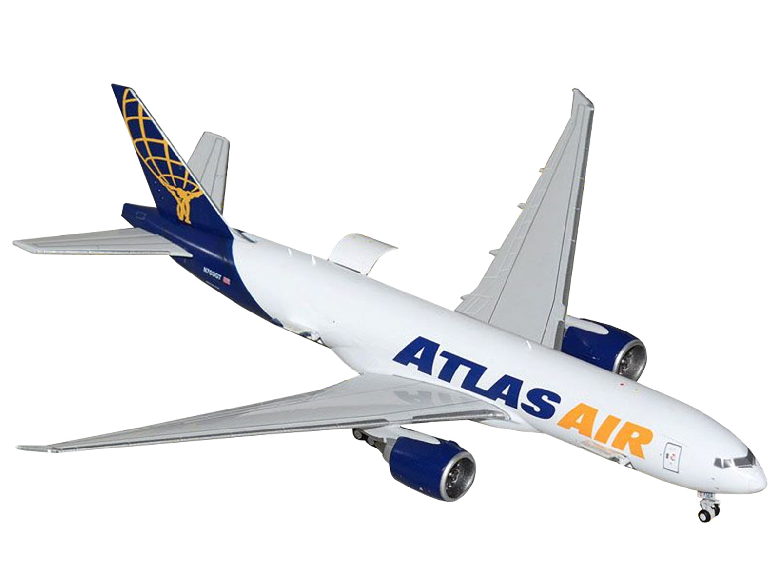 Boeing 777-200LRF Commercial Aircraft "Atlas Air" (N703GT) White with Blue Tail "Interactive Series" 1/400 Diecast Model Airplane by GeminiJets-DiecastModeler.com