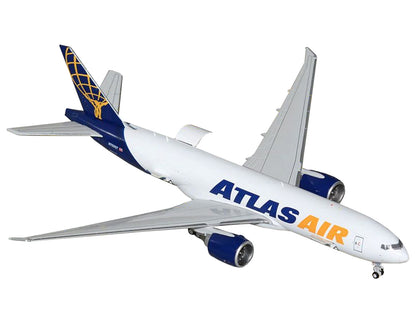 Boeing 777-200LRF Commercial Aircraft "Atlas Air" (N703GT) White with Blue Tail "Interactive Series" 1/400 Diecast Model Airplane by GeminiJets-DiecastModeler.com