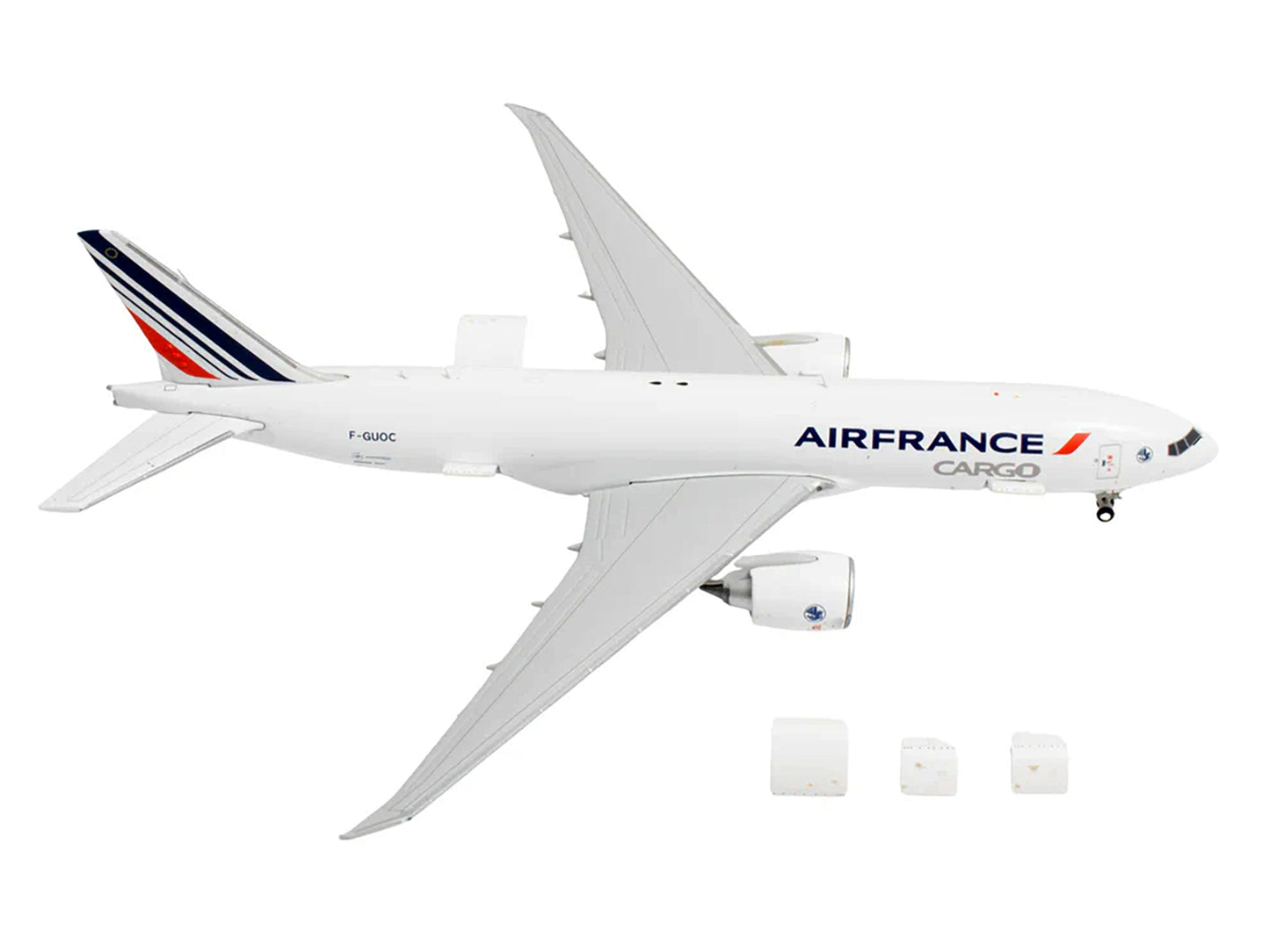Boeing 777F Commercial Aircraft "Air France Cargo" (F-GUOC) White with Red and Blue Striped Tail "Interactive Series" 1/400 Diecast Model Airplane by GeminiJets