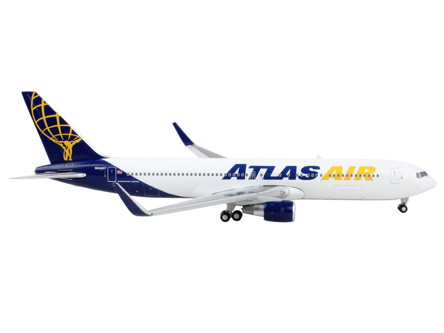Boeing 767-300ER Commercial Aircraft "Atlas Air" White and Blue 1/400 Diecast Model Airplane by GeminiJets-DiecastModeler.com