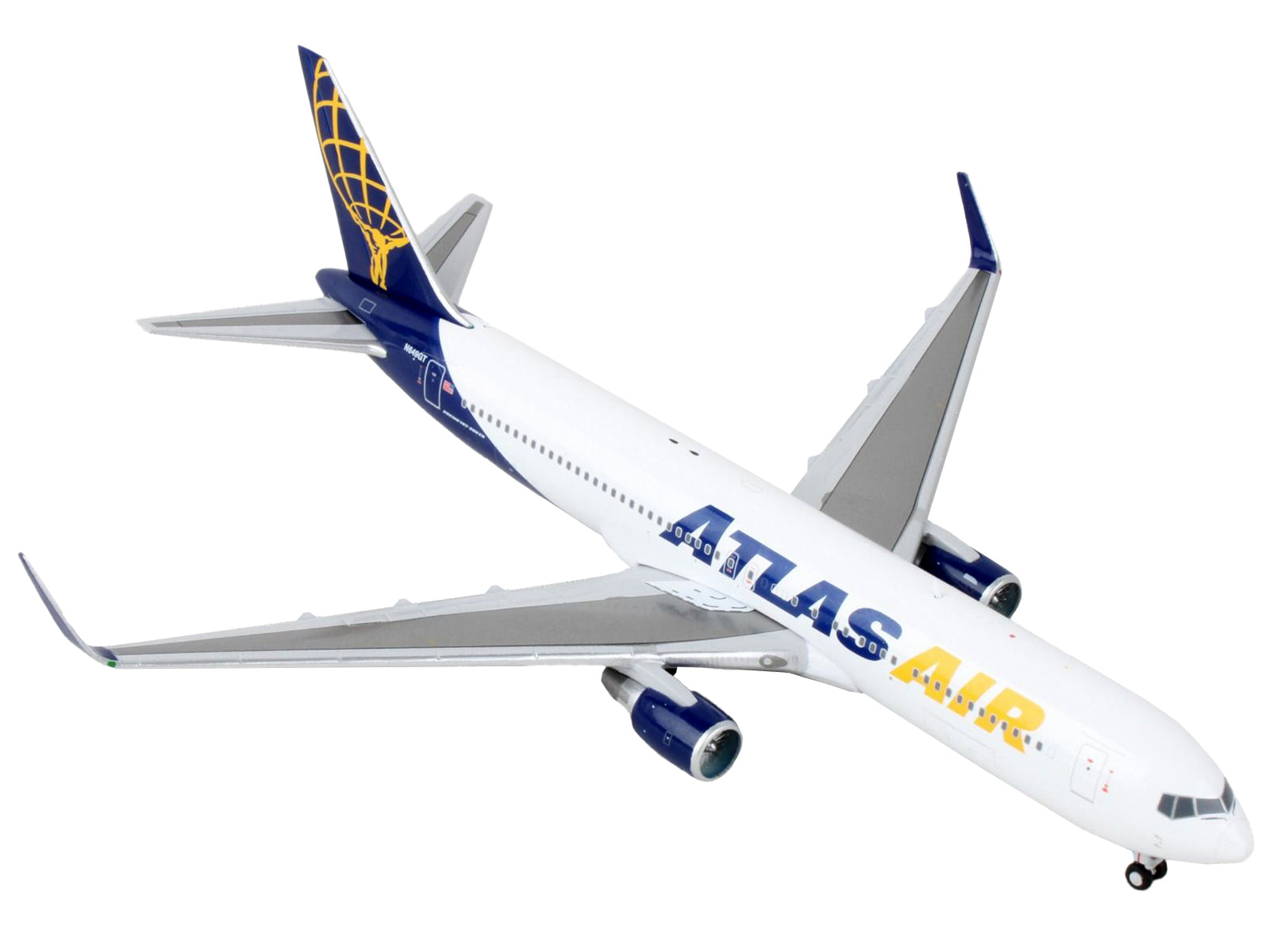 Boeing 767-300ER Commercial Aircraft "Atlas Air" White and Blue 1/400 Diecast Model Airplane by GeminiJets-DiecastModeler.com