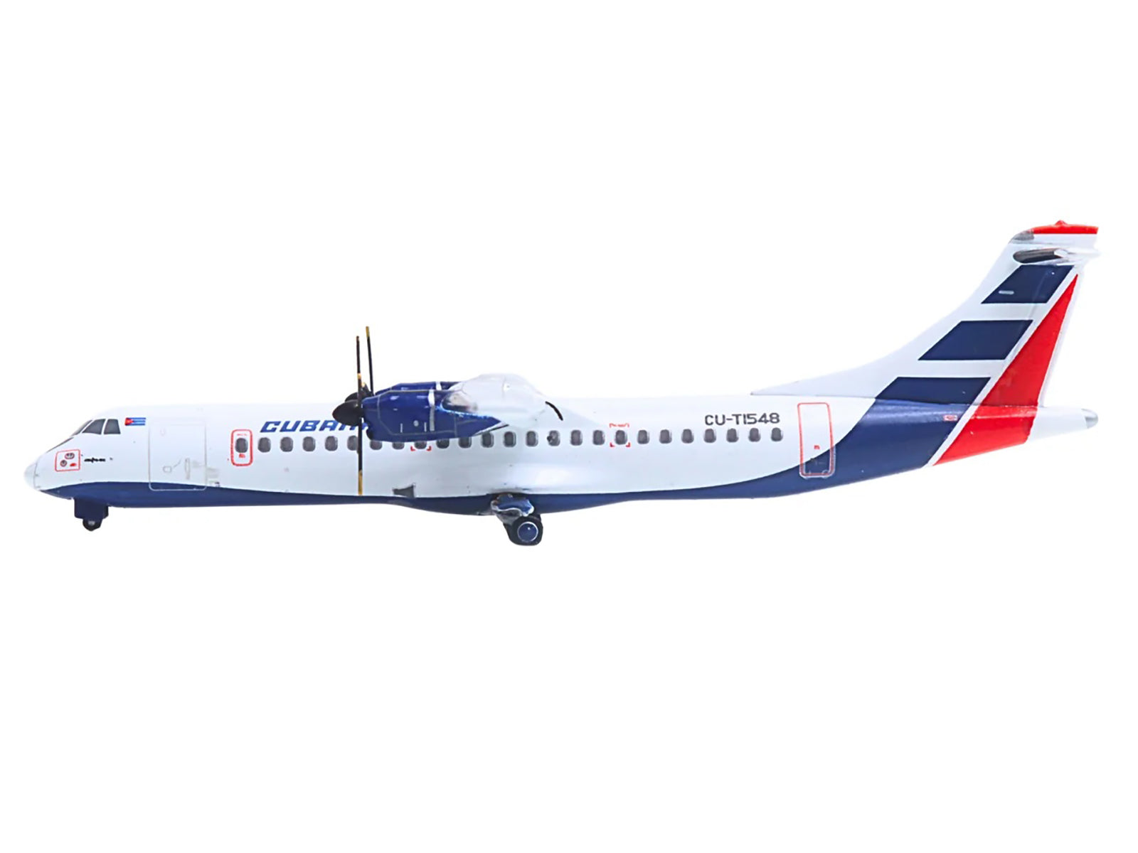 ATR 72-200 Commercial Aircraft "Cubana Airlines" (CU-T1548) White with Red and Blue Stripes 1/400 Diecast Model Airplane by GeminiJets-DiecastModeler.com