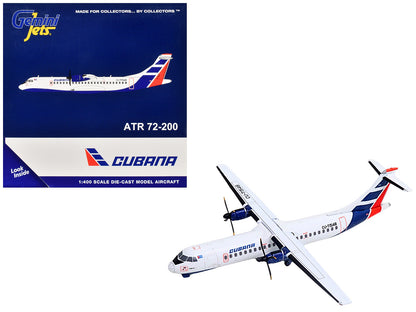 ATR 72-200 Commercial Aircraft "Cubana Airlines" (CU-T1548) White with Red and Blue Stripes 1/400 Diecast Model Airplane by GeminiJets-DiecastModeler.com