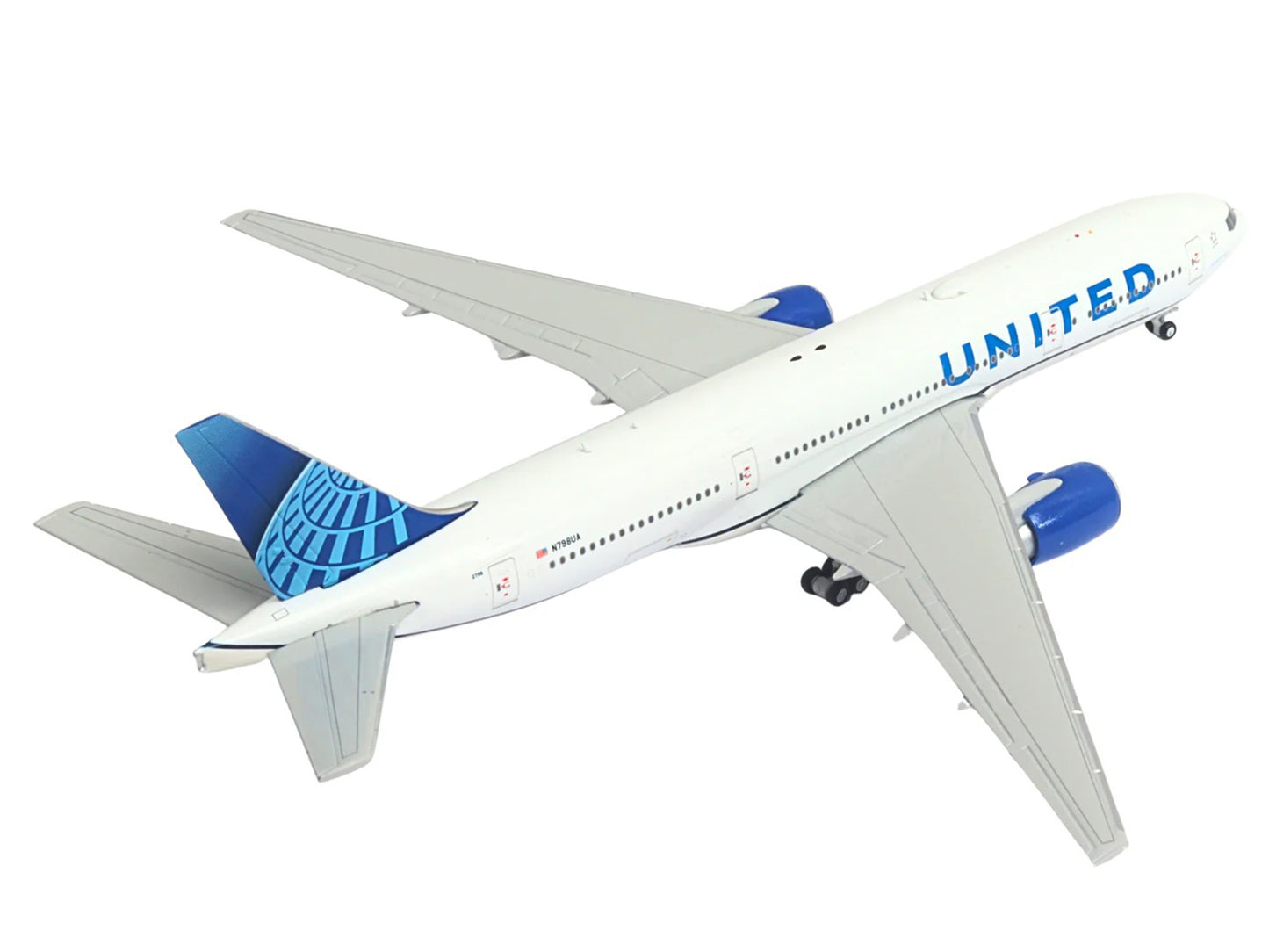 Boeing 777-200ER Commercial Aircraft "United Airlines" (N798UA) White with Blue Tail 1/400 Diecast Model Airplane by GeminiJets