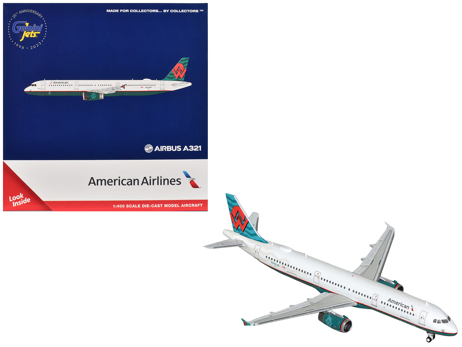 Airbus A321 Commercial Aircraft "American Airlines - America West Heritage Jet" (N580UW) White with Tail Graphics 1/400 Diecast Model Airplane by GeminiJets-DiecastModeler.com