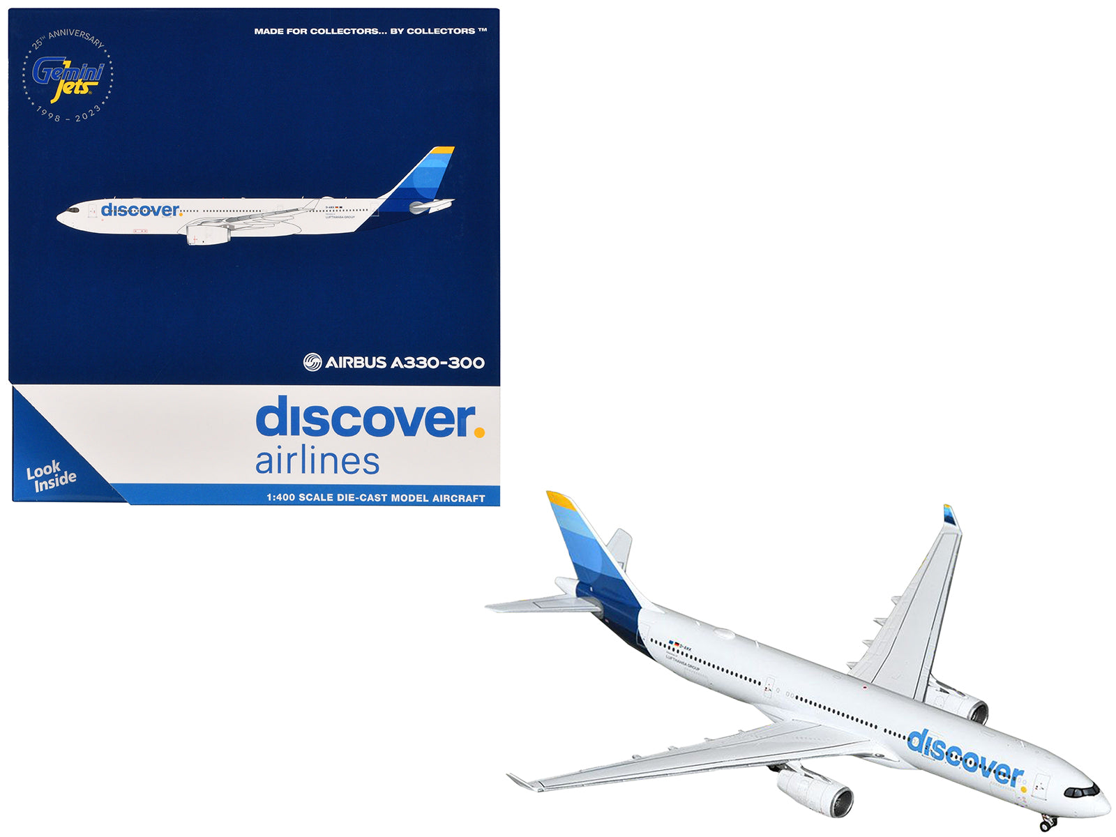 Airbus A330-300 Commercial Aircraft "Discover Airlines" (D-AIKK) White with Blue Tail 1/400 Diecast Model Airplane by GeminiJets-DiecastModeler.com