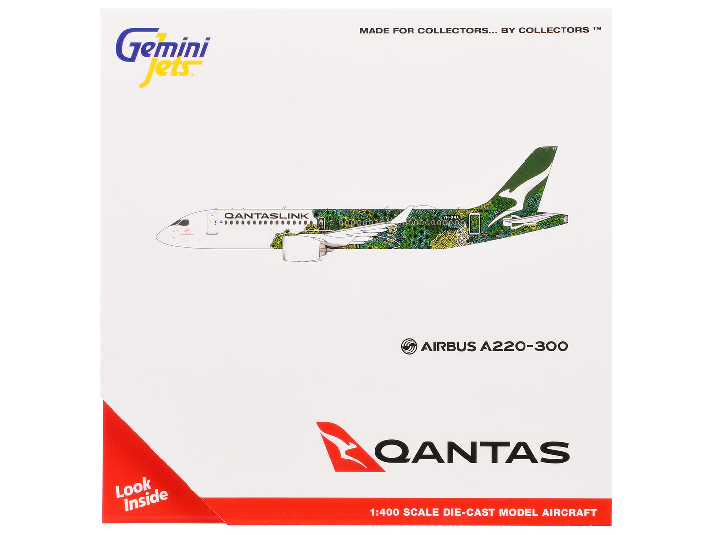 Airbus A220-300 Commercial Aircraft "QantasLink - Minyma Kutjara Tjukurpa" (VH-X4A) White with Graphics 1/400 Diecast Model Airplane by GeminiJets