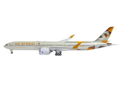 Boeing 777-9 Commercial Aircraft "Etihad Airways" (A6-FAA) Beige with Tail Graphics 1/400 Diecast Model Airplane by GeminiJets