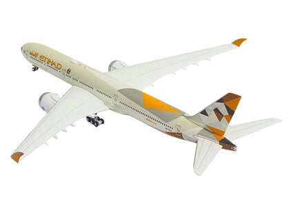Boeing 777-9 Commercial Aircraft "Etihad Airways" (A6-FAA) Beige with Tail Graphics 1/400 Diecast Model Airplane by GeminiJets