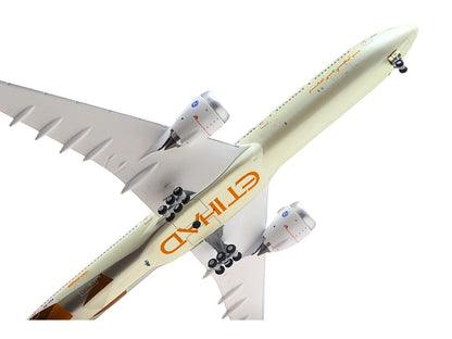 Boeing 777-9 Commercial Aircraft "Etihad Airways" (A6-FAA) Beige with Tail Graphics 1/400 Diecast Model Airplane by GeminiJets