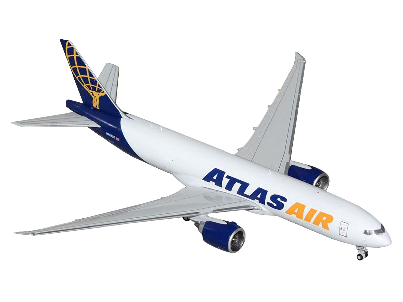 Boeing 777-200LR Commercial Aircraft "Atlas Air" (N703GT) White with Blue Tail 1/400 Diecast Model Airplane by GeminiJets-DiecastModeler.com
