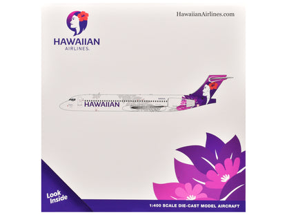 Boeing 717-200 Commercial Aircraft "Hawaiian Airlines" (N492HA) White with Purple Graphics 1/400 Diecast Model Airplane by GeminiJets