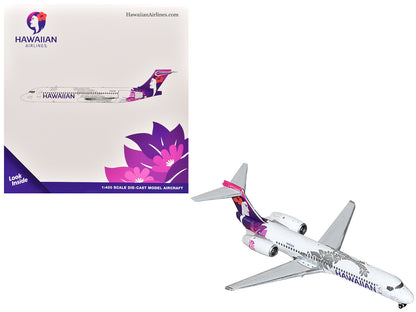 Boeing 717-200 Commercial Aircraft "Hawaiian Airlines" (N492HA) White with Purple Graphics 1/400 Diecast Model Airplane by GeminiJets