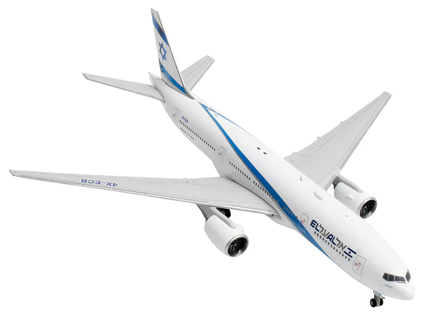 Boeing 777-200ER Commercial Aircraft "EL AL Israel Airlines" (4X-ECB) White with Blue Stripes 1/400 Diecast Model Airplane by GeminiJets