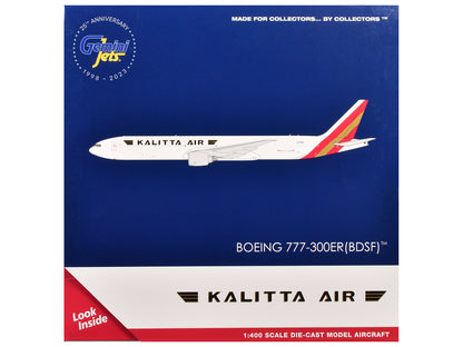 Boeing 777-300ER Commercial Aircraft "Kalitta Air" (N779CK) White with Red Tail 1/400 Diecast Model Airplane by GeminiJets
