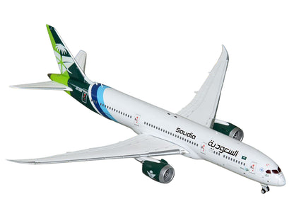 Boeing 787-9 Commercial Aircraft "Saudia Airline" (HZ-ARB) White with Tail Graphics 1/400 Diecast Model Airplane by GeminiJets-DiecastModeler.com