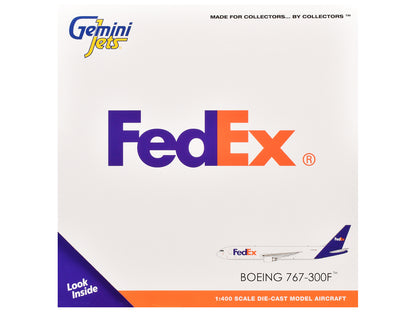 Boeing 767-300F Commercial Aircraft "FedEx (Federal Express)" (N144FE) White with Purple Tail 1/400 Diecast Model Airplane by GeminiJets