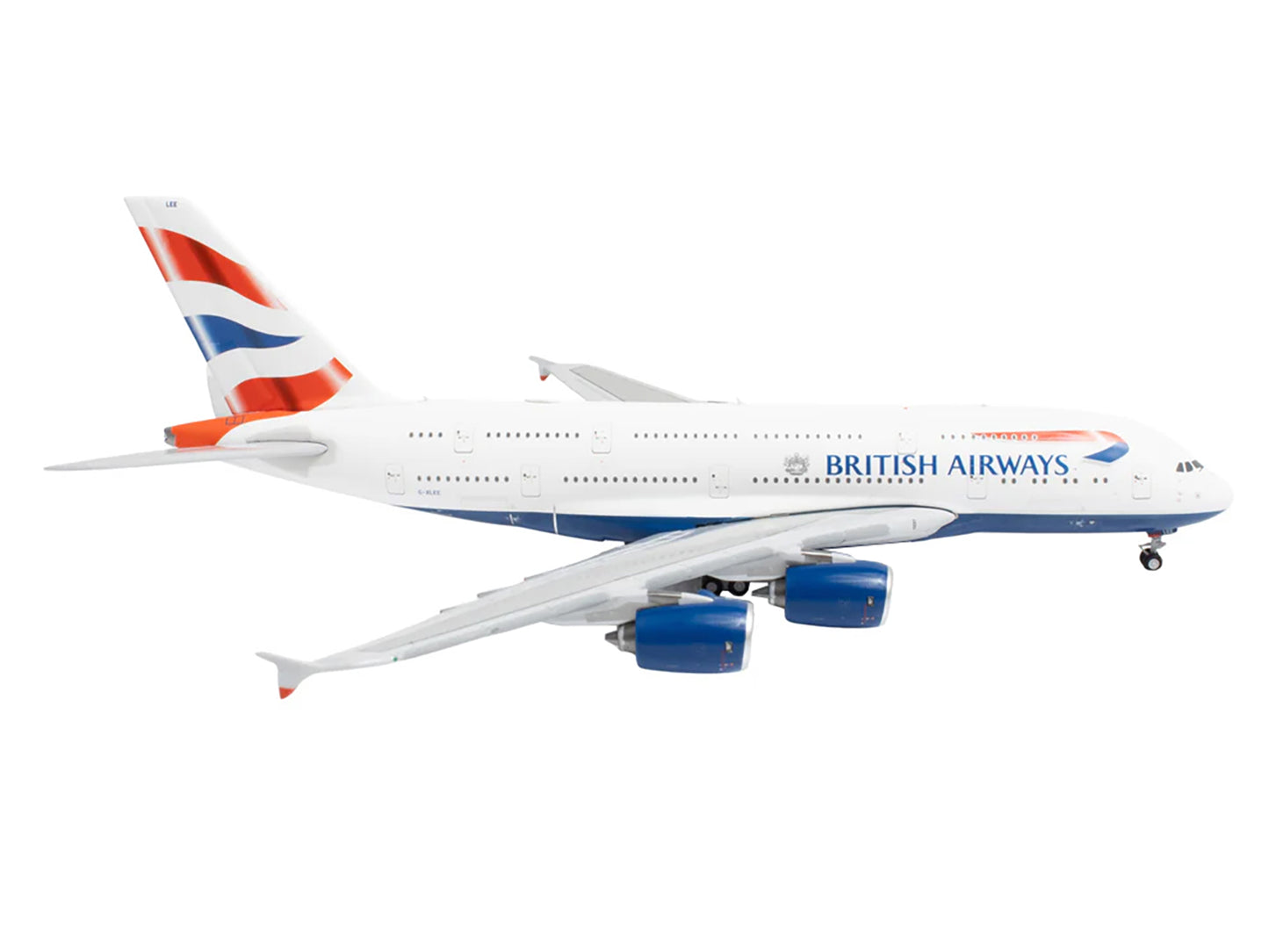 Airbus A380 Commercial Aircraft "British Airways" (G-XLEE) White with Striped Tail 1/400 Diecast Model Airplane by GeminiJets
