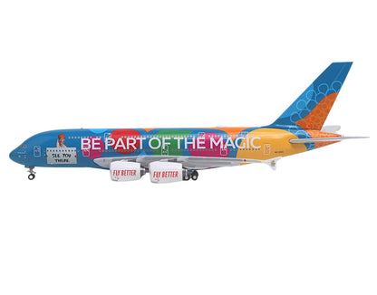 Airbus A380-800 Commercial Aircraft "Emirates Airlines - Destination Dubai" (A6-EES) Blue with Graphics 1/400 Diecast Model Airplane by GeminiJets