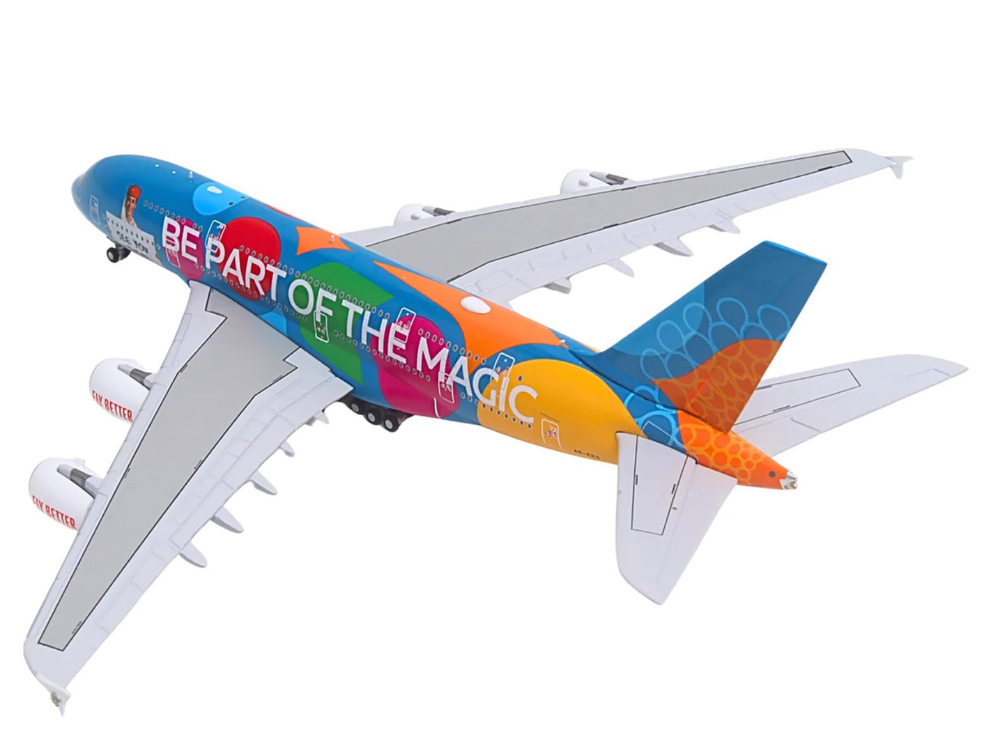 Airbus A380-800 Commercial Aircraft "Emirates Airlines - Destination Dubai" (A6-EES) Blue with Graphics 1/400 Diecast Model Airplane by GeminiJets