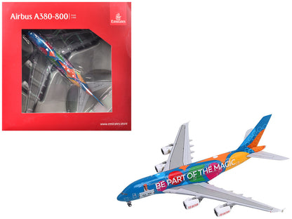 Airbus A380-800 Commercial Aircraft "Emirates Airlines - Destination Dubai" (A6-EES) Blue with Graphics 1/400 Diecast Model Airplane by GeminiJets