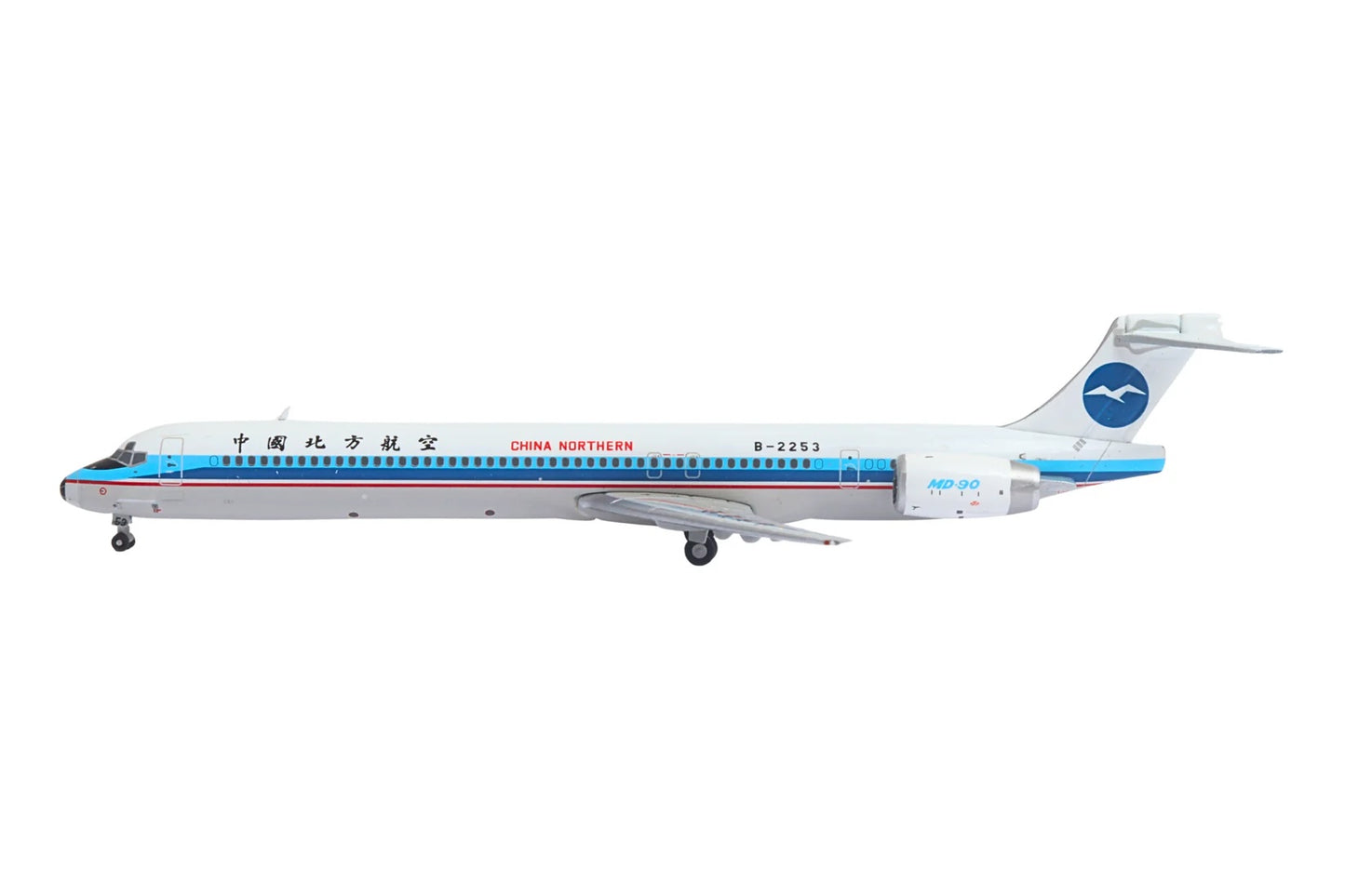 McDonnell Douglas MD-90 Commercial Aircraft "China Northern Airlines" (B-2253) White with Blue Stripes 1/400 Diecast Model Airplane by GeminiJets-DiecastModeler.com