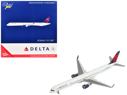 Boeing 757-300 Commercial Aircraft "Delta Air Lines" (N595NW) White with Red and Blue Tail 1/400 Diecast Model Airplane by GeminiJets