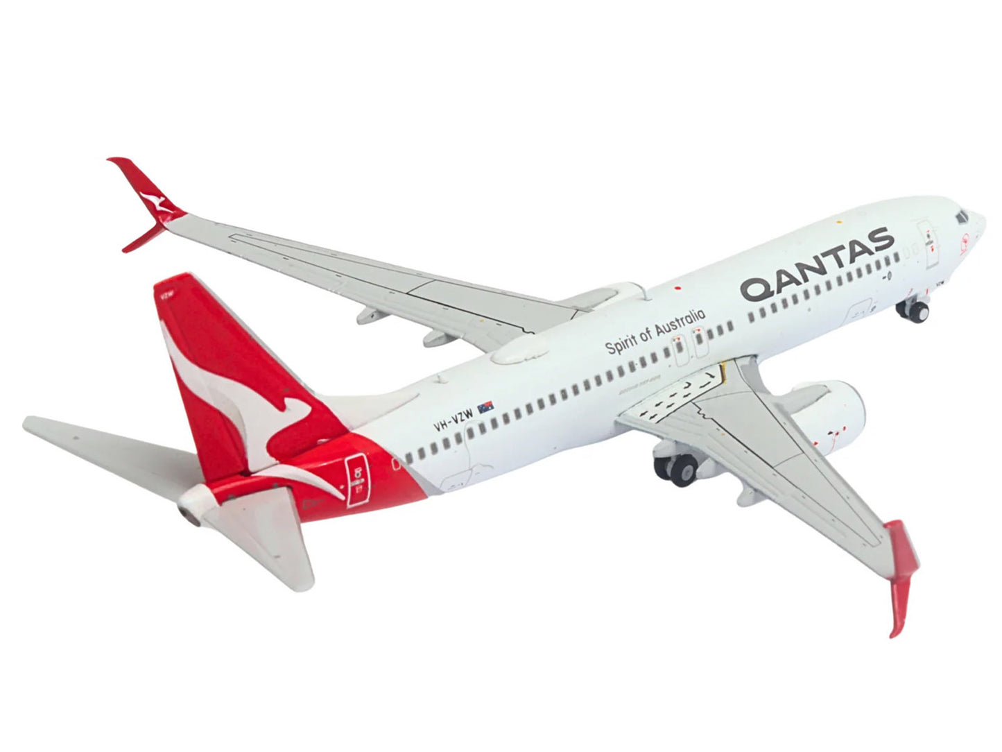 Boeing 737-800 Commercial Aircraft "Qantas Airways" (VH-VZW) White with Red Tail 1/400 Diecast Model Airplane by GeminiJets