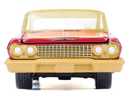 1963 Chevrolet Impala Lowrider "Michael Heralda Special Edition" Red Metallic with Cream Top and Interior with Gold Graphics "Hobby Exclusive" Series 1/64 Diecast Model Car by Greenlight