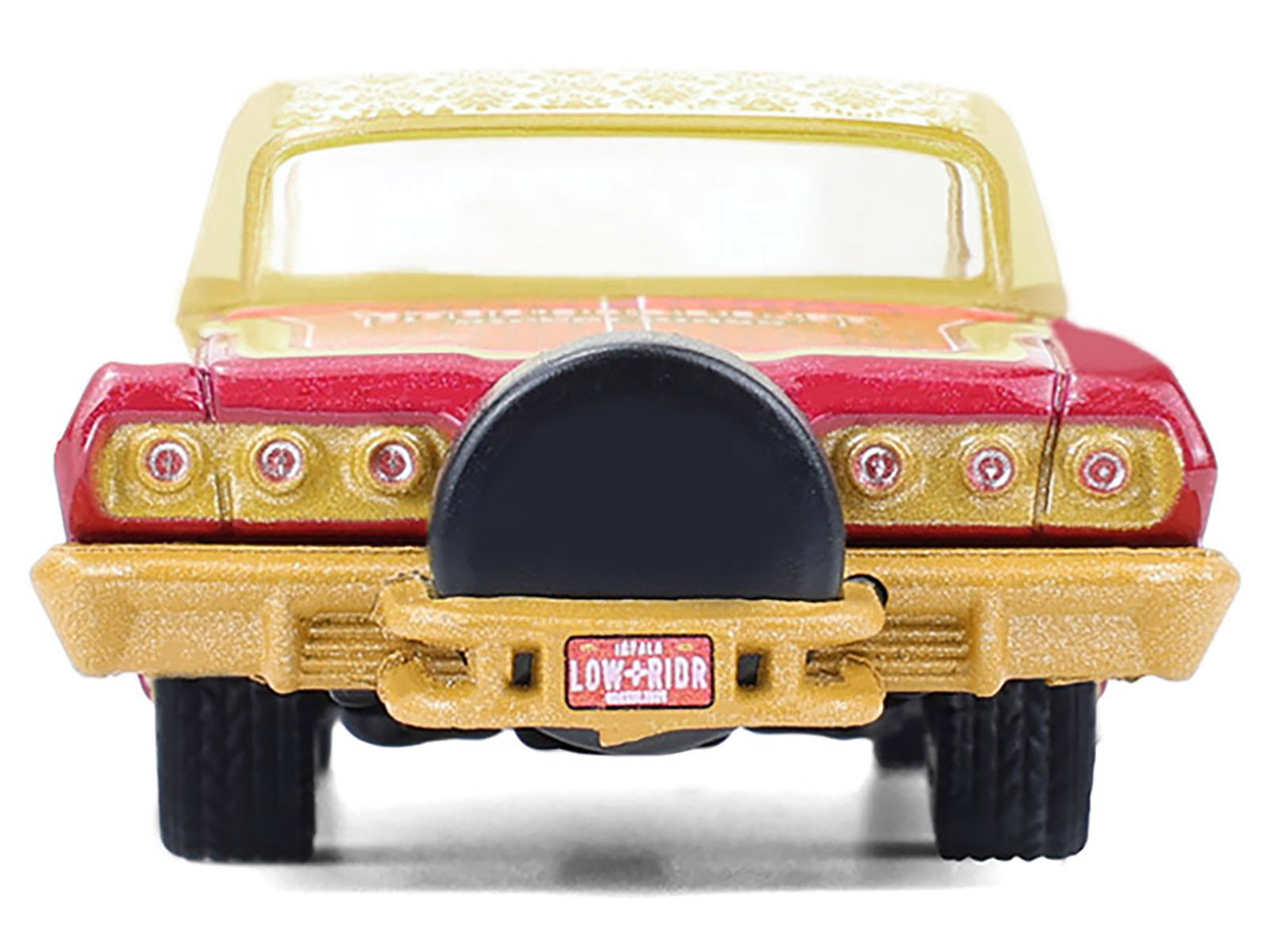 1963 Chevrolet Impala Lowrider "Michael Heralda Special Edition" Red Metallic with Cream Top and Interior with Gold Graphics "Hobby Exclusive" Series 1/64 Diecast Model Car by Greenlight-DiecastModeler.com