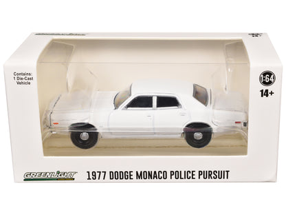 1977-78 Dodge Monaco Police Pursuit White "Hot Pursuit - Hobby Exclusive" Series 1/64 Diecast Model Car by Greenlight-DiecastModeler.com