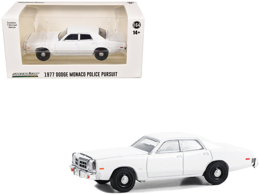1977-78 Dodge Monaco Police Pursuit White "Hot Pursuit - Hobby Exclusive" Series 1/64 Diecast Model Car by Greenlight-DiecastModeler.com