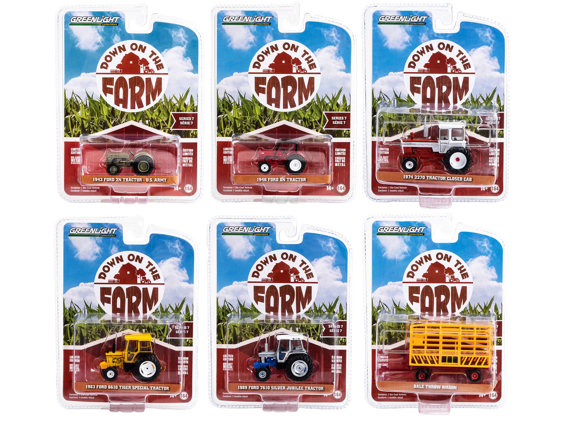 "Down on the Farm" Series Set of 6 pieces Release 7 1/64 Diecast Models by Greenlight-DiecastModeler.com