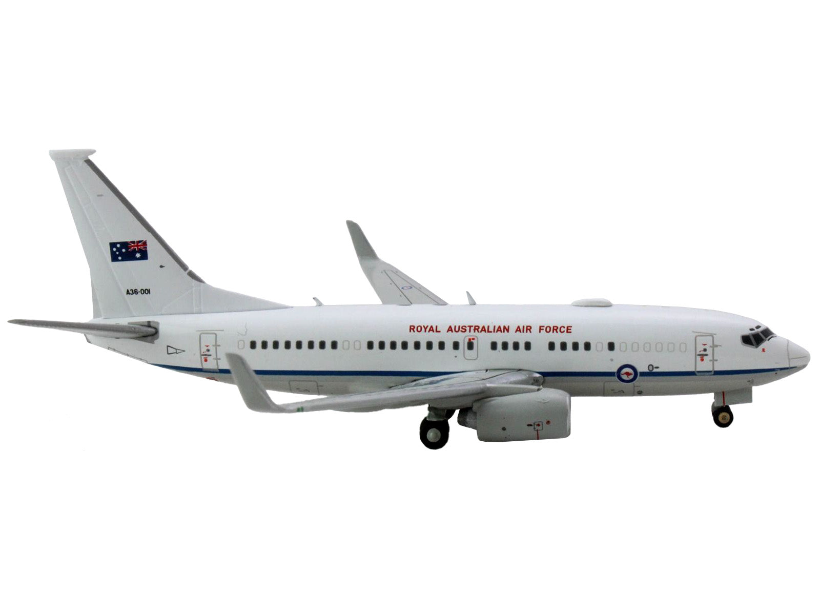 Boeing 737-700 Aircraft "Royal Australian Air Force" (A36-001) White with Blue Stripes "Gemini Macs" Series 1/400 Diecast Model Airplane by GeminiJets-DiecastModeler.com