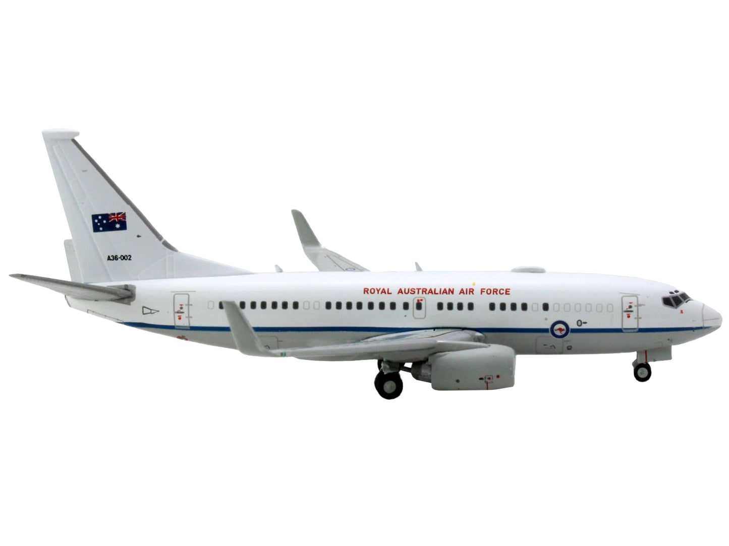 Boeing 737-700 Aircraft "Royal Australian Air Force" (A36-002) White with Blue Stripes "Gemini Macs" Series 1/400 Diecast Model Airplane by GeminiJets-DiecastModeler.com