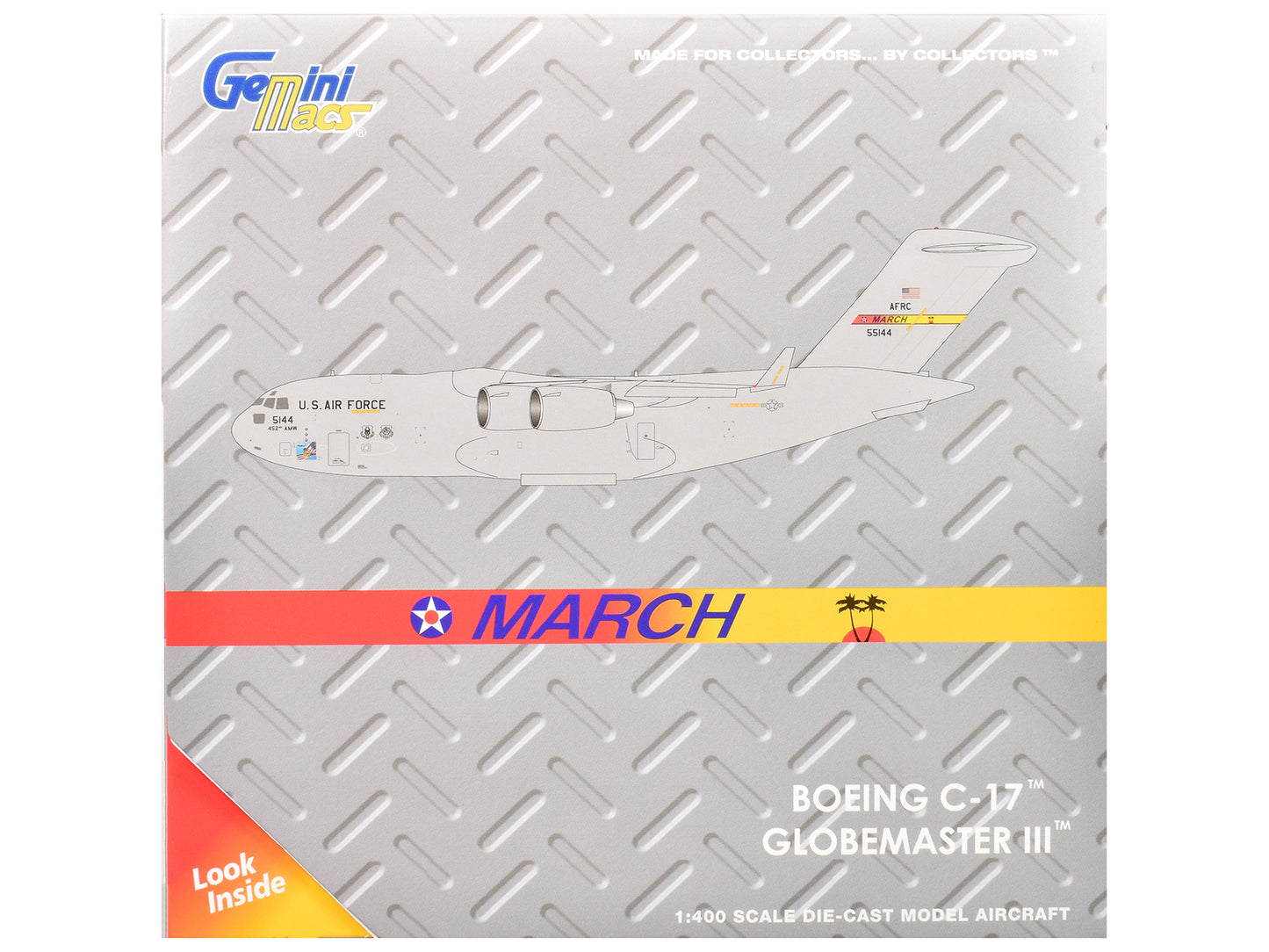 McDonnell Douglas C-17 Globemaster III Transport Aircraft "452nd AMW March ARB" United States Air Force "Gemini Macs" Series 1/400 Diecast Model Airplane by GeminiJets-DiecastModeler.com