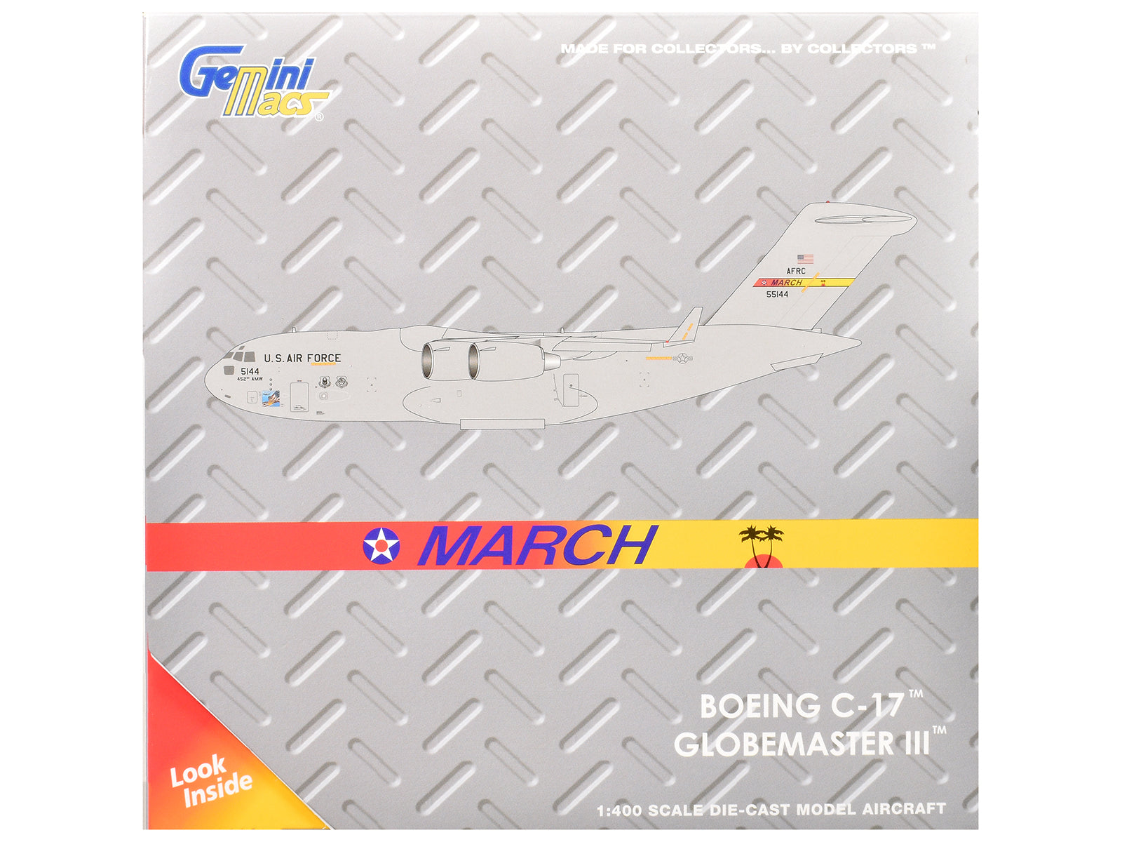 McDonnell Douglas C-17 Globemaster III Transport Aircraft "452nd AMW March ARB" United States Air Force "Gemini Macs" Series 1/400 Diecast Model Airplane by GeminiJets-DiecastModeler.com
