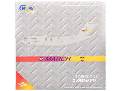 McDonnell Douglas C-17 Globemaster III Transport Aircraft "452nd AMW March ARB" United States Air Force "Gemini Macs" Series 1/400 Diecast Model Airplane by GeminiJets-DiecastModeler.com