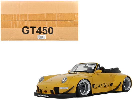 2023 Porsche 911 RWB Body Kit Yellow with Black Stripes 1/18 Model Car by GT Spirit-DiecastModeler.com